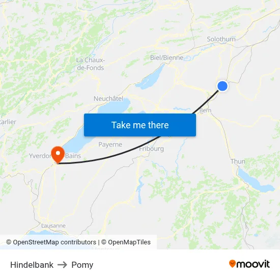 Hindelbank to Pomy map