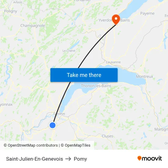 Saint-Julien-En-Genevois to Pomy map