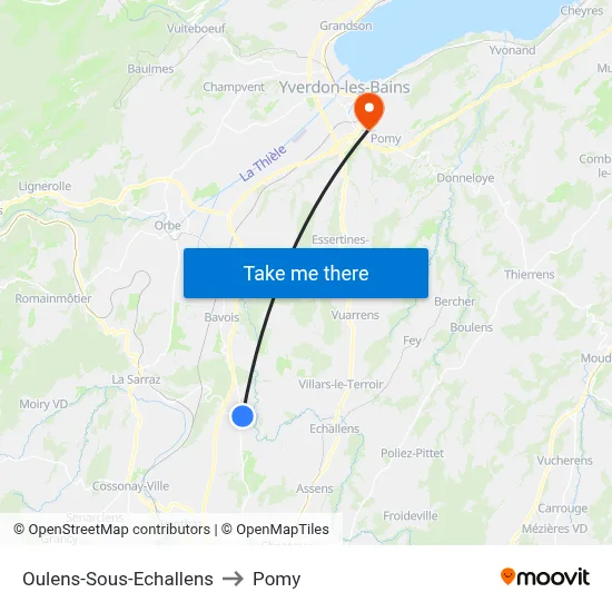 Oulens-Sous-Echallens to Pomy map