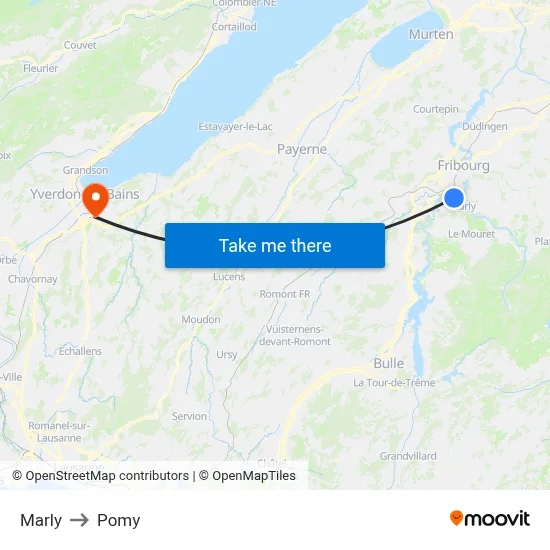 Marly to Pomy map