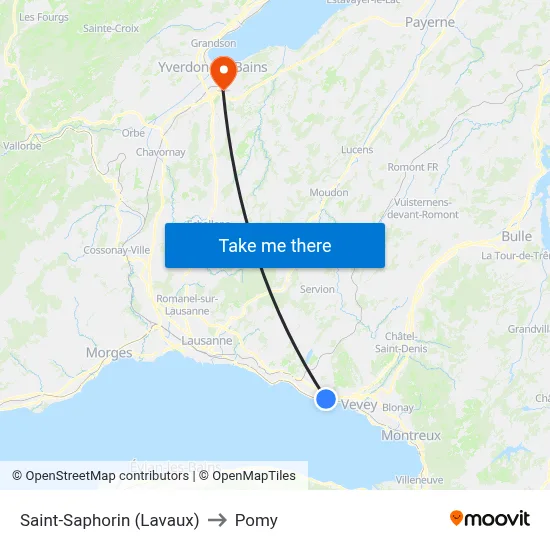 Saint-Saphorin (Lavaux) to Pomy map