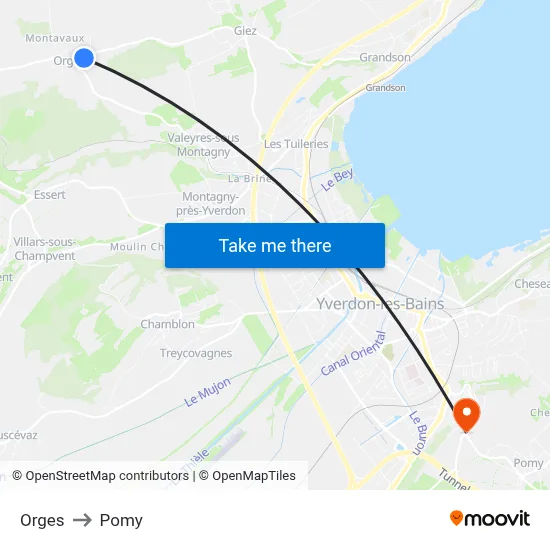 Orges to Pomy map