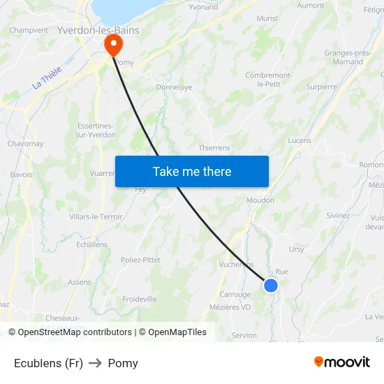Ecublens (Fr) to Pomy map