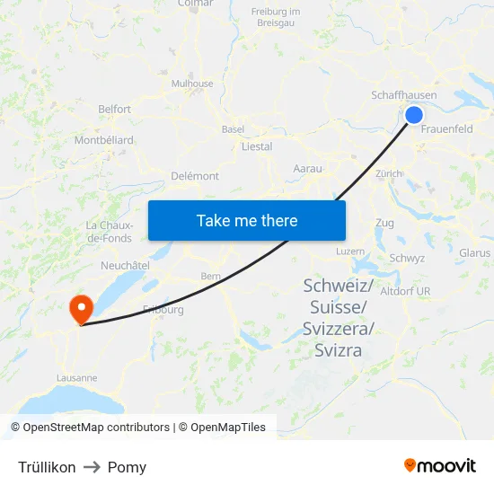 Trüllikon to Pomy map