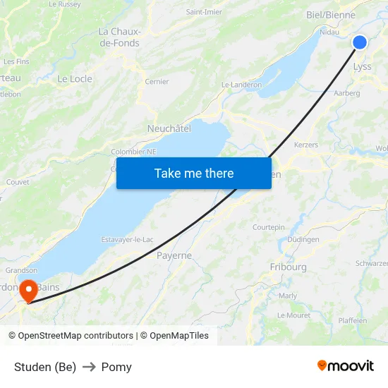 Studen (Be) to Pomy map