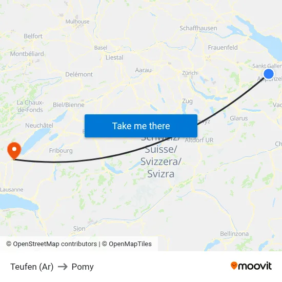 Teufen (Ar) to Pomy map