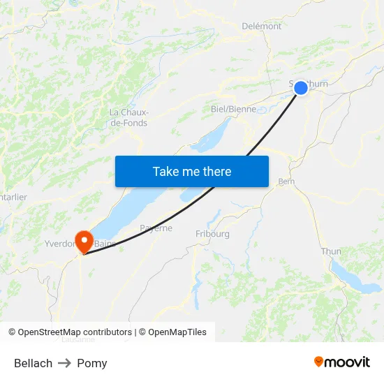 Bellach to Pomy map