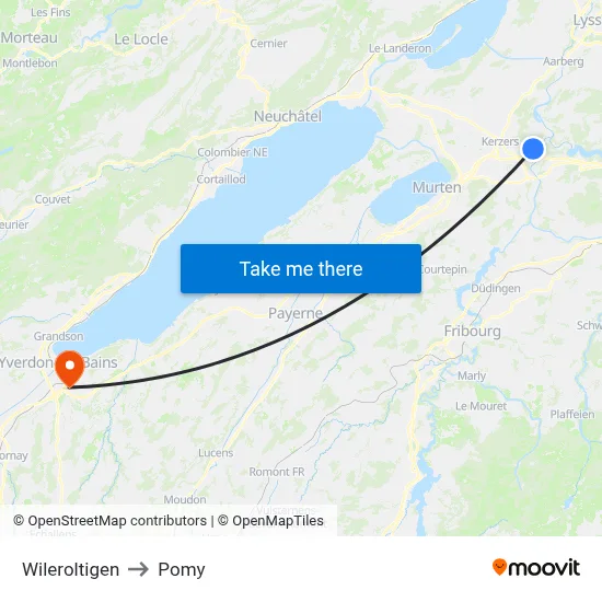 Wileroltigen to Pomy map