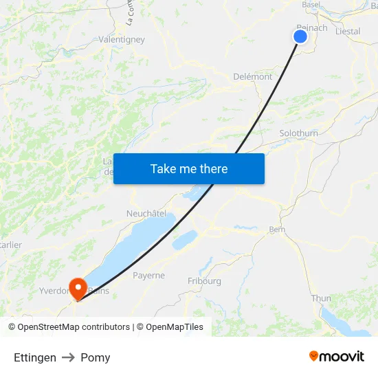 Ettingen to Pomy map