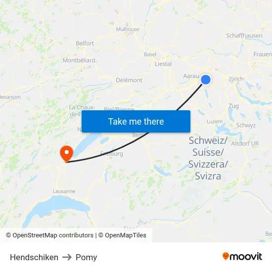 Hendschiken to Pomy map