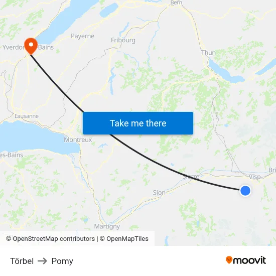 Törbel to Pomy map