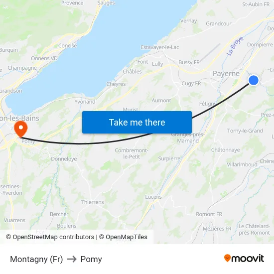 Montagny (Fr) to Pomy map