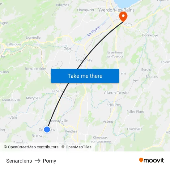 Senarclens to Pomy map