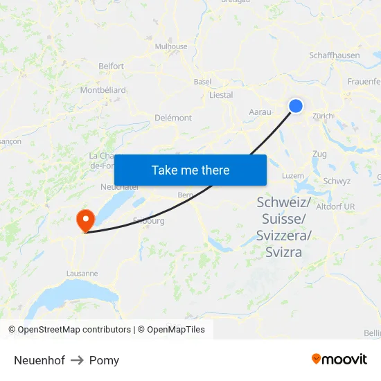 Neuenhof to Pomy map