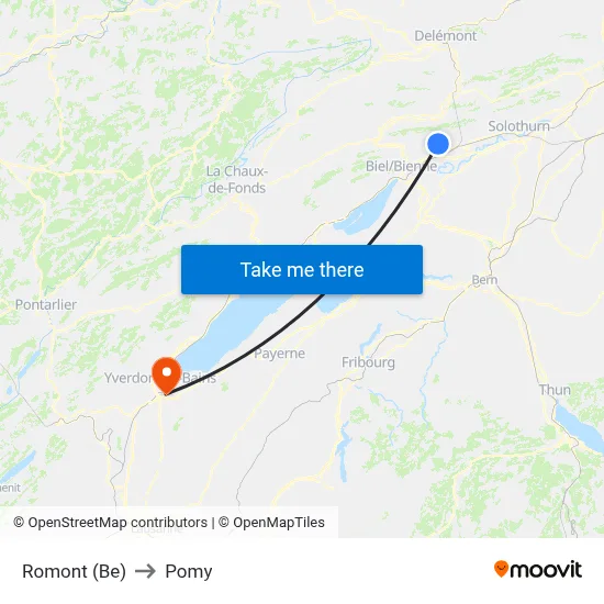 Romont (Be) to Pomy map
