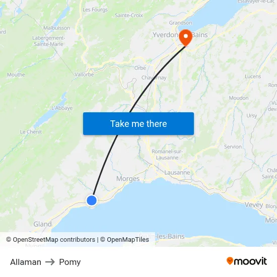 Allaman to Pomy map