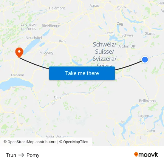 Trun to Pomy map