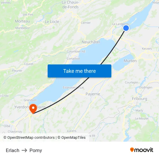 Erlach to Pomy map