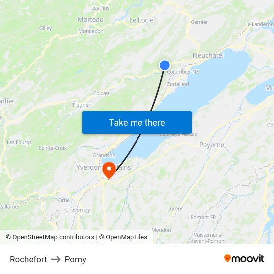 Rochefort to Pomy map