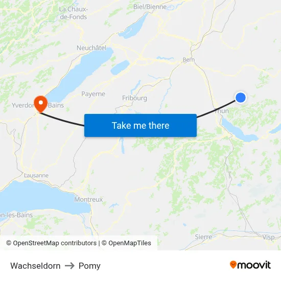Wachseldorn to Pomy map
