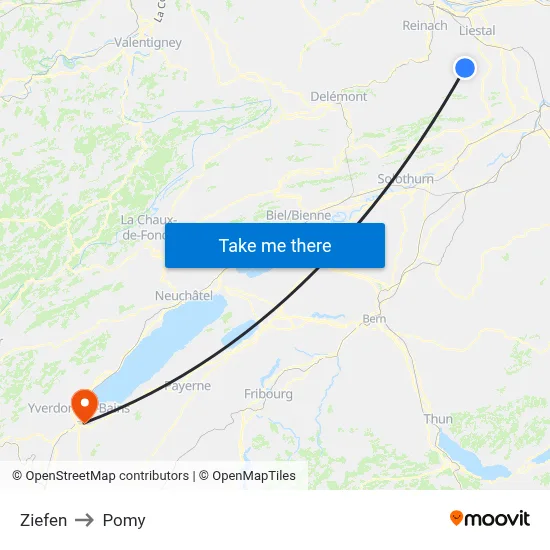 Ziefen to Pomy map