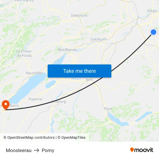 Moosleerau to Pomy map