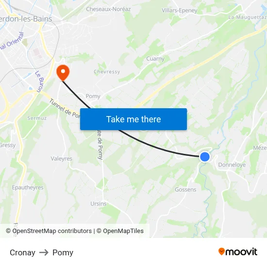 Cronay to Pomy map