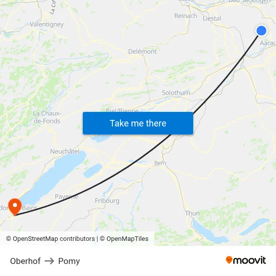 Oberhof to Pomy map