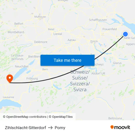Zihlschlacht-Sitterdorf to Pomy map