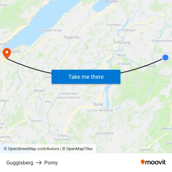 Guggisberg to Pomy map