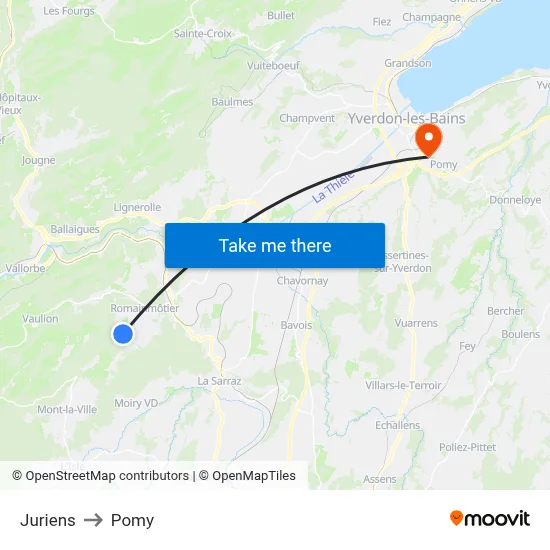 Juriens to Pomy map