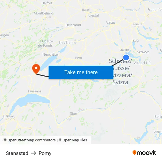 Stansstad to Pomy map