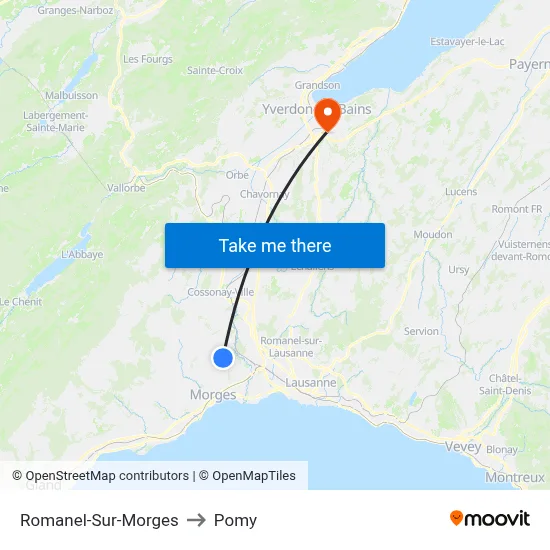 Romanel-Sur-Morges to Pomy map
