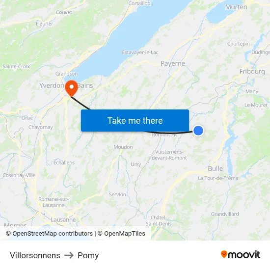 Villorsonnens to Pomy map
