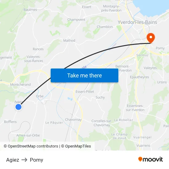 Agiez to Pomy map