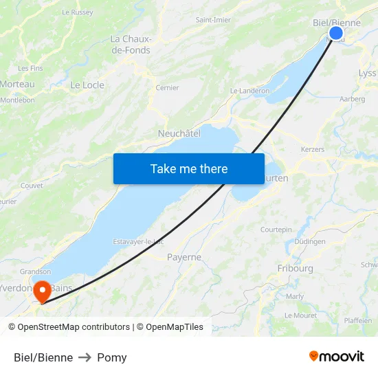 Biel/Bienne to Pomy map