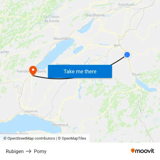 Rubigen to Pomy map