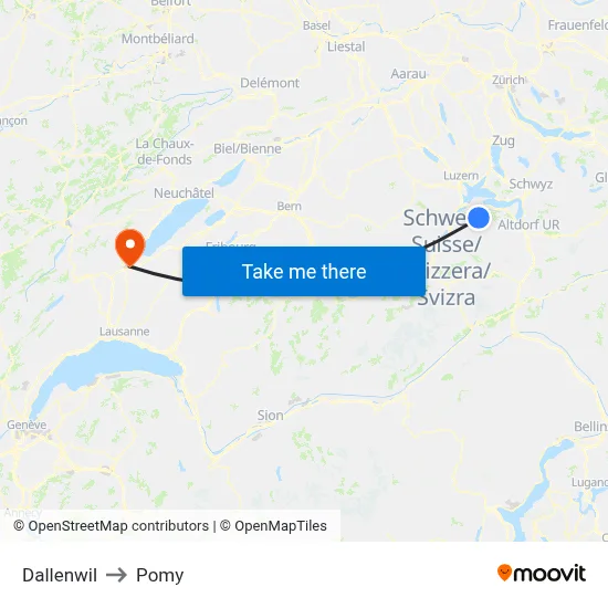 Dallenwil to Pomy map