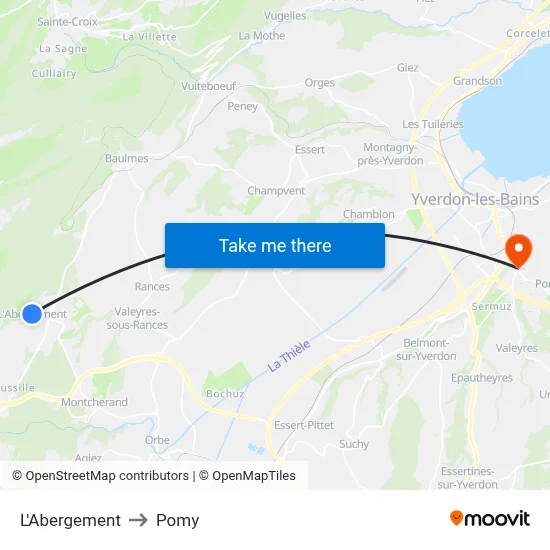 L'Abergement to Pomy map