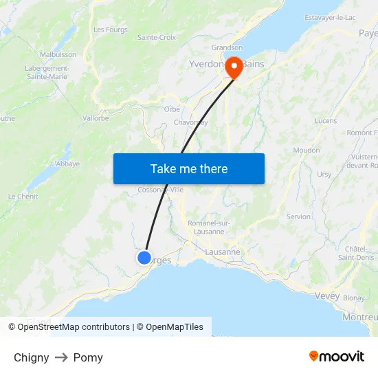 Chigny to Pomy map