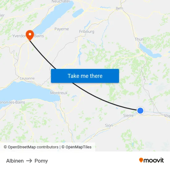 Albinen to Pomy map