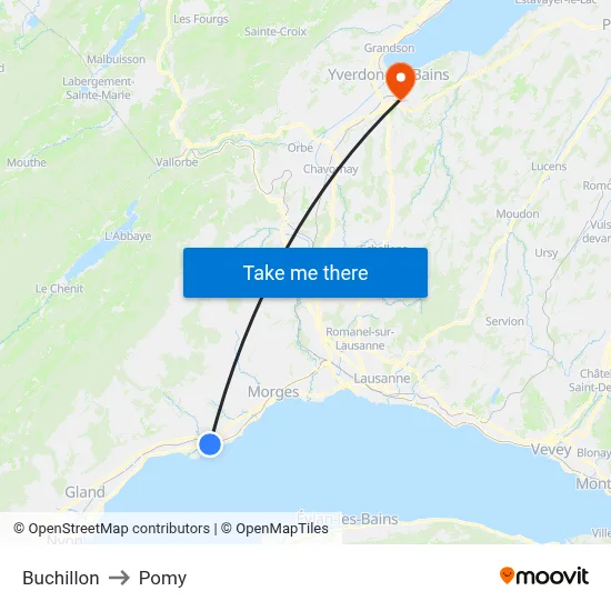 Buchillon to Pomy map