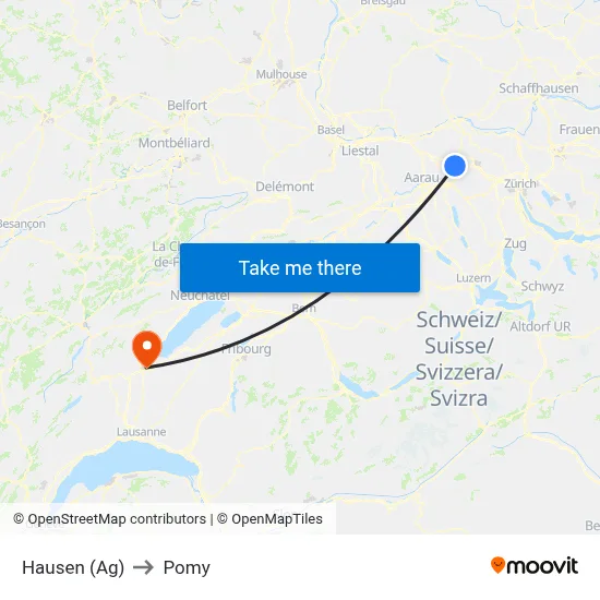 Hausen (Ag) to Pomy map