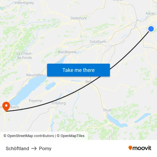 Schöftland to Pomy map