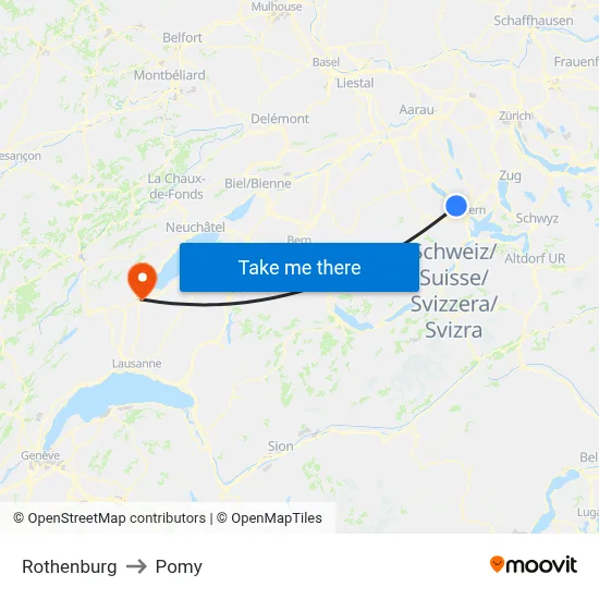 Rothenburg to Pomy map