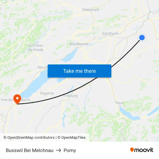 Busswil Bei Melchnau to Pomy map