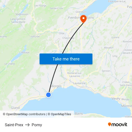 Saint-Prex to Pomy map