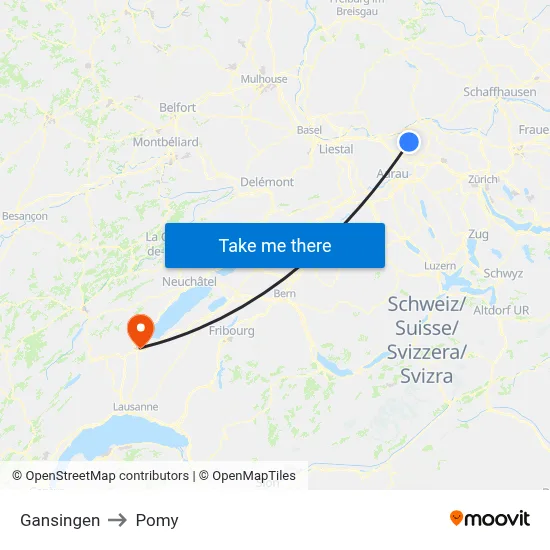 Gansingen to Pomy map