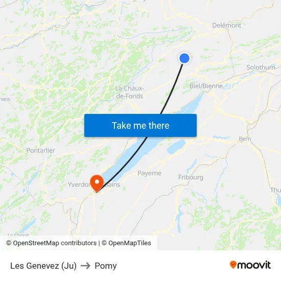 Les Genevez (Ju) to Pomy map