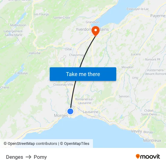 Denges to Pomy map